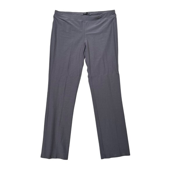 Eileen Fisher Womens Gray Knit Pull On Straight Leg Stretch‎ Pants Viscose Sz LT - Picture 1 of 9
